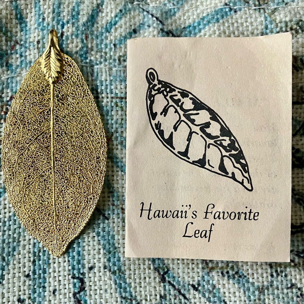 Hawaiian 24k Gold Dipped Maile Leaf Pendant